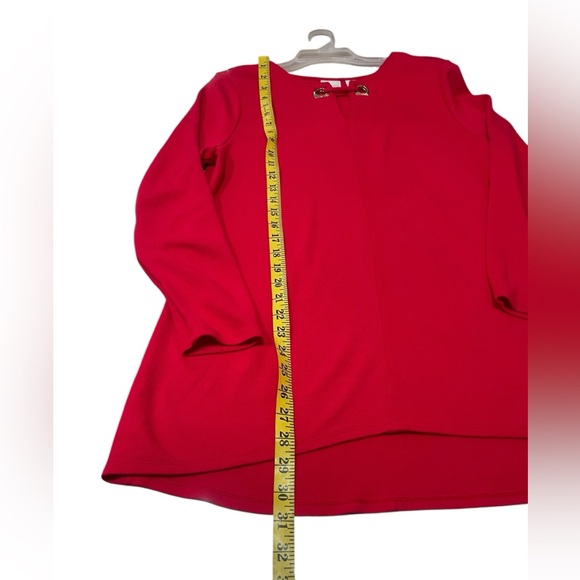 Chico's Red Long Sleeve Tunic Top Size 12 - Picture 9 of 11